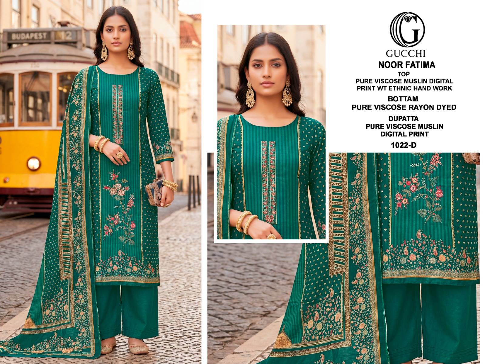NOOR FATIMA - 1022 Series By GUCCHI Stylish Beautiful Colourful Pure Viscose Muslin Dresses At Wholesale Price